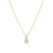 Italgem Veloria Mini Yellow Gold Plated Stainless Steel White CZ Butterfly Pendant 14+2