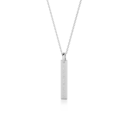 Rhodium Plated Silver Long Rectangle Engravable Necklace SP003
