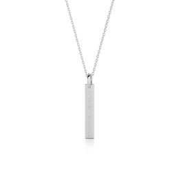 Rhodium Plated Silver Long Rectangle Engravable Necklace SP003