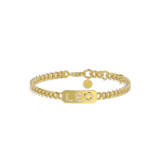 18k Yellow Gold Plated Silver Pavé Letter ID Bar Curb Chain Bracelet His & Hers ID Bar AW24B001G