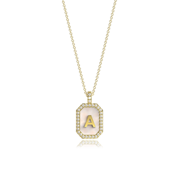 Yellow Gold Plated Silver Pearl Initial Zodiac & Initial Gemstone Pendant Necklace – Octagon AW24N004G