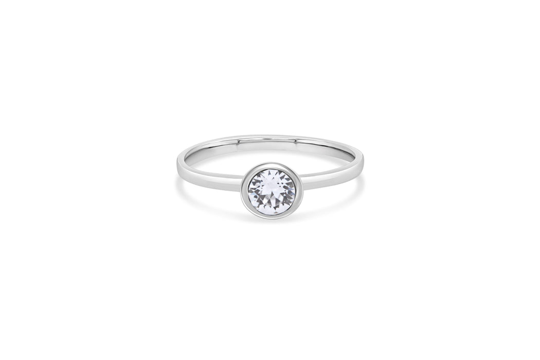 Casablanca Clear Crystal Round Bezel Ring