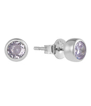 Casablanca Sterling Silver Bezel Birthstone Stud Earrings