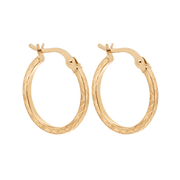 10KT Yellow Gold Diamond Cut Hoop Earrings