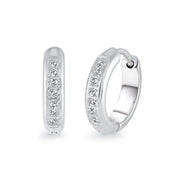 Italgem Veloria Mini Stainless Steel White CZ 12MM Kid's Huggie Hoop Earrings