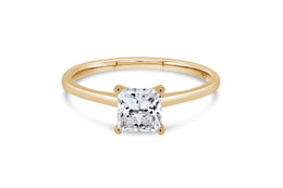 0.92CT Lab Grown Princess Cut Solitaire Diamond Engagement Ring in 14KT Yellow Gold