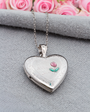 Casablanca Sterling Silver I Love You Heart Locket Necklace