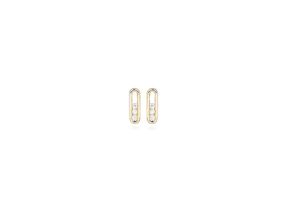 Casablanca Yellow Gold Plated CZ Paperclip Earrings