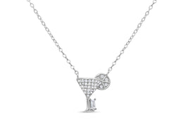Casablanca Silver CZ Martini Necklace