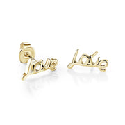 Italgem Veloria Mini Yellow Gold Plated Stainless Steel Love Script Kid's Stud Earrings