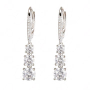 Casablanca Rhodium Plated Silver Tone CZ Lever Back Earrings