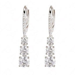 Casablanca Rhodium Plated Silver Tone CZ Lever Back Earrings