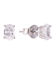Casablanca Sterling Silver Medium Oval CZ Stud Earrings