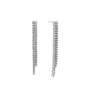 Casablanca Sterling Silver CZ Double Row Drop Earrings
