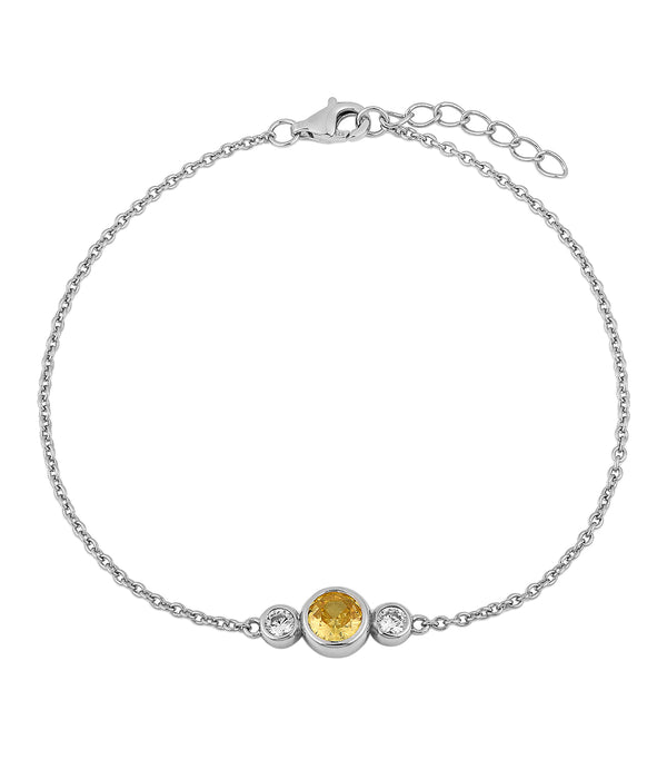 Casablanca Sterling Silver 3-Stone Bezel Birthstone Bracelet