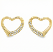 Casablanca Yellow Gold Plated Open Heart CZ Stud Earrings