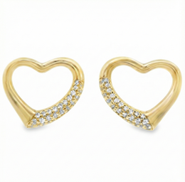 Casablanca Yellow Gold Plated Open Heart CZ Stud Earrings