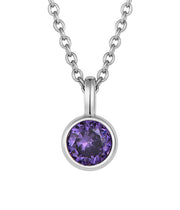 Casablanca Sterling Silver Bezel-Set CZ Birthstone Pendant Necklace