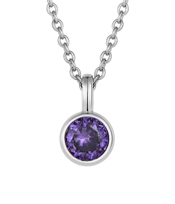 Casablanca Sterling Silver Bezel-Set CZ Birthstone Pendant Necklace