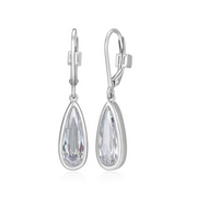 Elle Sterling Silver Lustre CZ Lever Back Drop Earrings