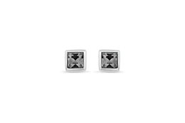 Casablanca Silver & Smoke Crystal Stud Earrings