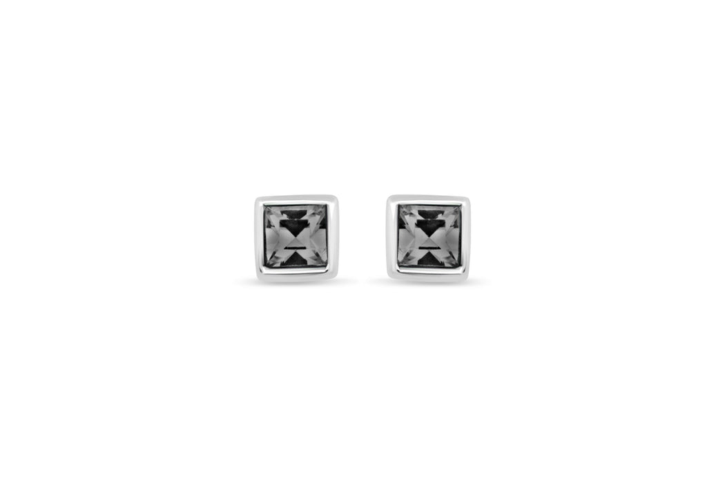 Casablanca Silver & Smoke Crystal Stud Earrings