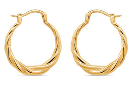 Casablanca Yellow Gold-Tone Sterling Silver Twisted Hoop Earrings