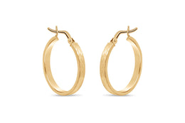 10KT Yellow Gold Stove Pipe Diamond Cut Earrings