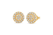 0.50CTW Yellow Gold Diamond Halo Earrings