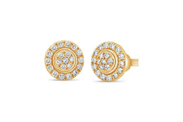 0.50CTW Yellow Gold Diamond Halo Earrings
