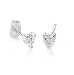 Italgem Veloria Mini Stainless Steel White CZ Heart Kid's Stud Earrings