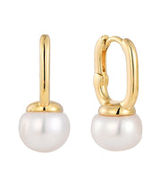 Casablanca Yellow Gold Plated Pearl Hoop Earrings