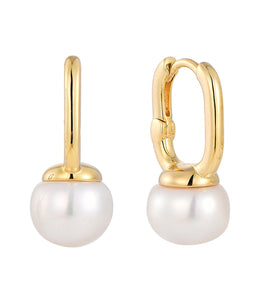 Casablanca Yellow Gold Plated Pearl Hoop Earrings