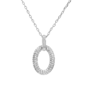 Casablanca Sterling Silver Pave Oval Necklace