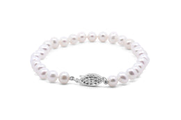 6MM Silver and Pearl Bracelet