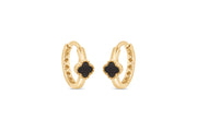 Yellow Gold Clover Hoop Earrings