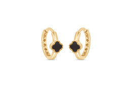 Yellow Gold Clover Hoop Earrings