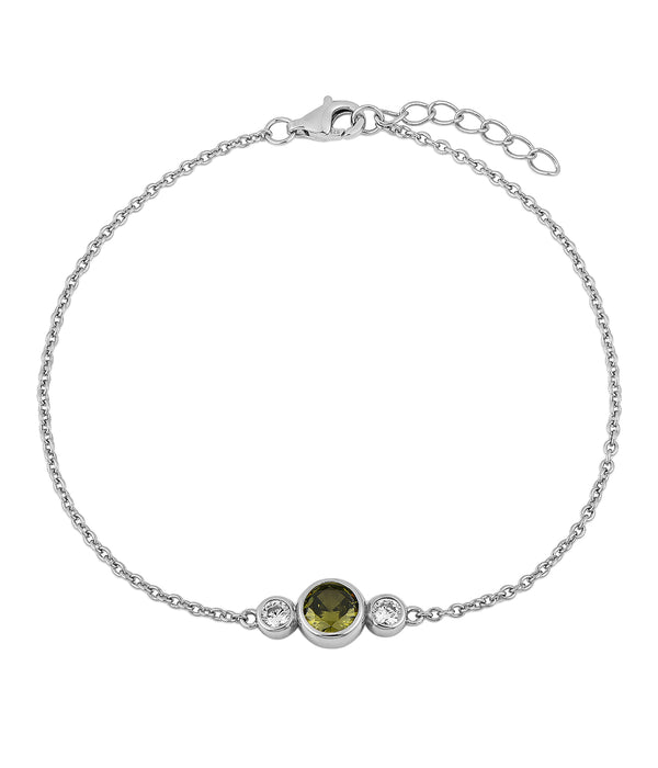 Casablanca Sterling Silver 3-Stone Bezel Birthstone Bracelet