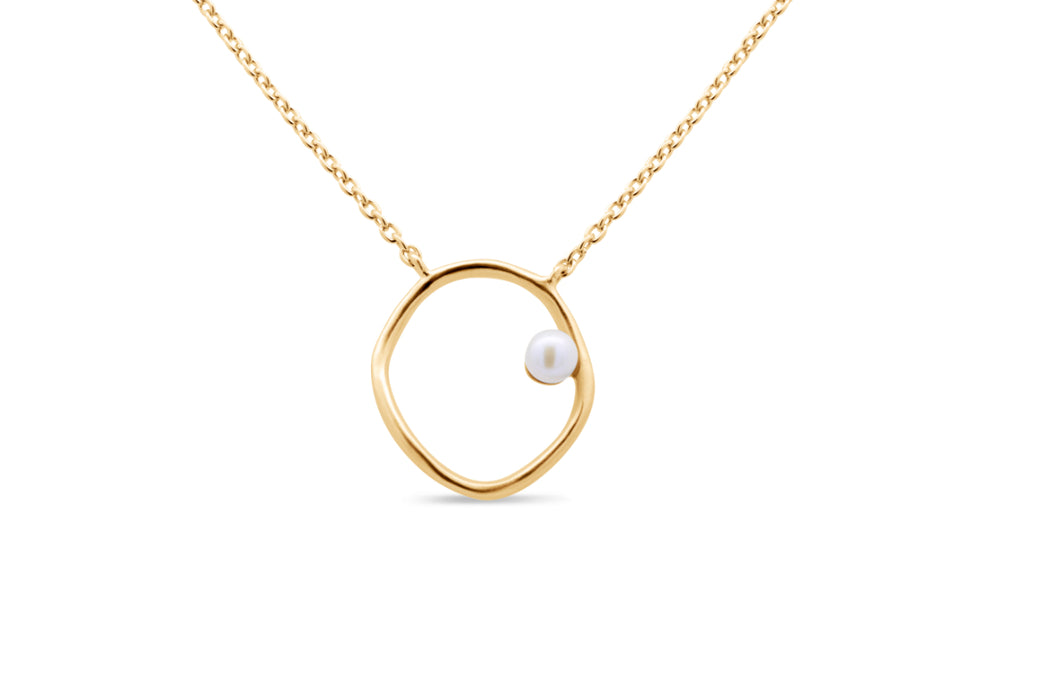 Casablanca Gold Plated & Mini Pearl Circle Necklace