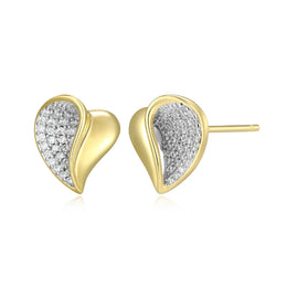 Elle Yellow Gold Plated Amour CZ Heart Stud Earrings