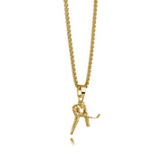 Italgem Stainless Steel Gold Plated Hockey Player Necklace