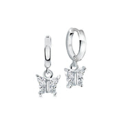 Italgem Veloria Mini Stainless Steel White CZ Butterfly Kid's Hoop Earrings