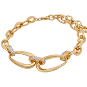Casablanca Yellow Gold Plated CZ Chunky Link Bracelet 8.5 Inch