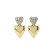 Casablanca Sterling Silver CZ Double Heart Drop Studs