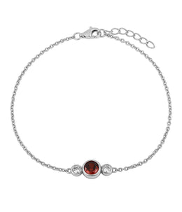 Casablanca Sterling Silver 3-Stone Bezel Birthstone Bracelet