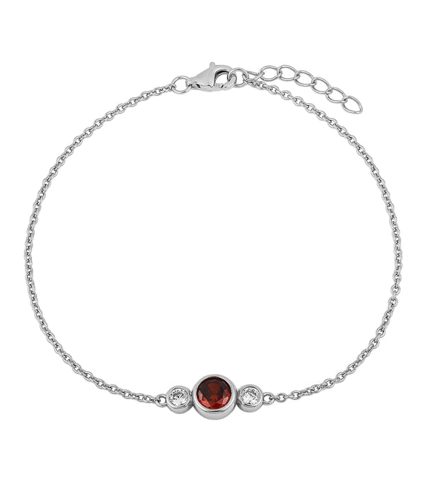 Casablanca Sterling Silver 3-Stone Bezel Birthstone Bracelet