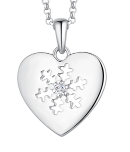 Casablanca Sterling Silver Snowflake Heart Necklace