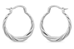 Casablanca Sterling Silver Twisted Hoop Earrings