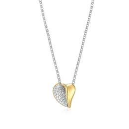 Elle Sterling Silver Amour CZ Heart Necklace