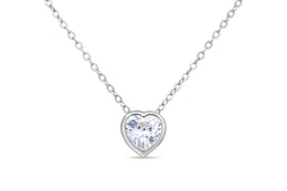 Casablanca Silver CZ Heart Necklace